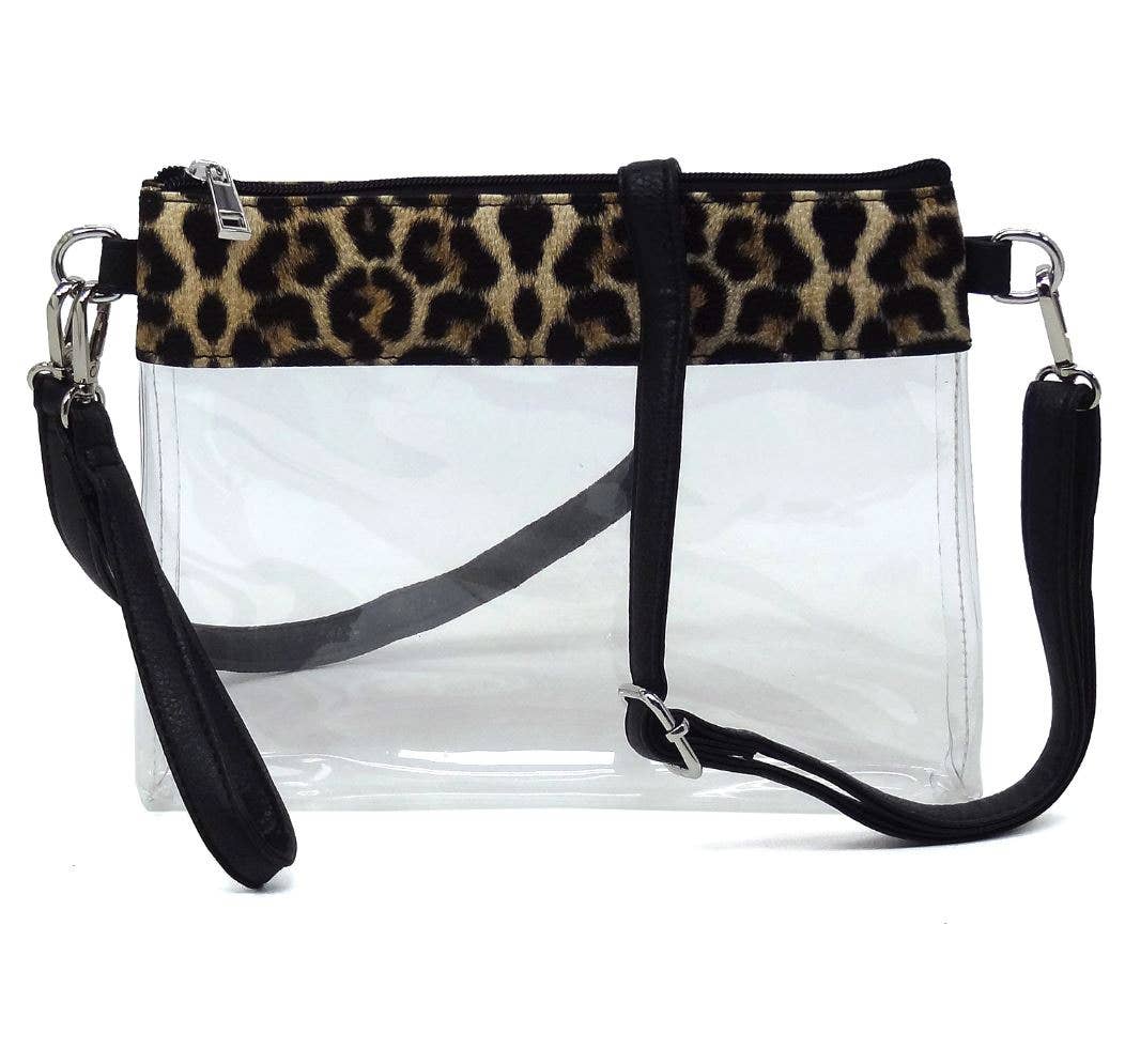 Game Day Clear Crossbody Bag/Clutch: Leopard