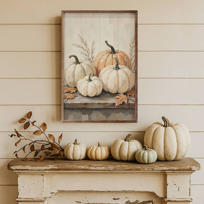 Pumpkins On Weathered Wood: 10x16