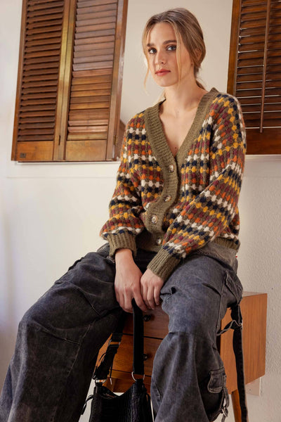 Multicolor Boyfriend Knit Cardigan