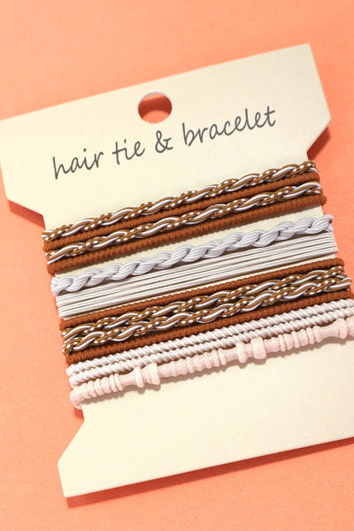 BOHO DUAL FUNCTION KNOT BRACELET HAIR TIES | 40BH103: Pastel,Olive,Tan