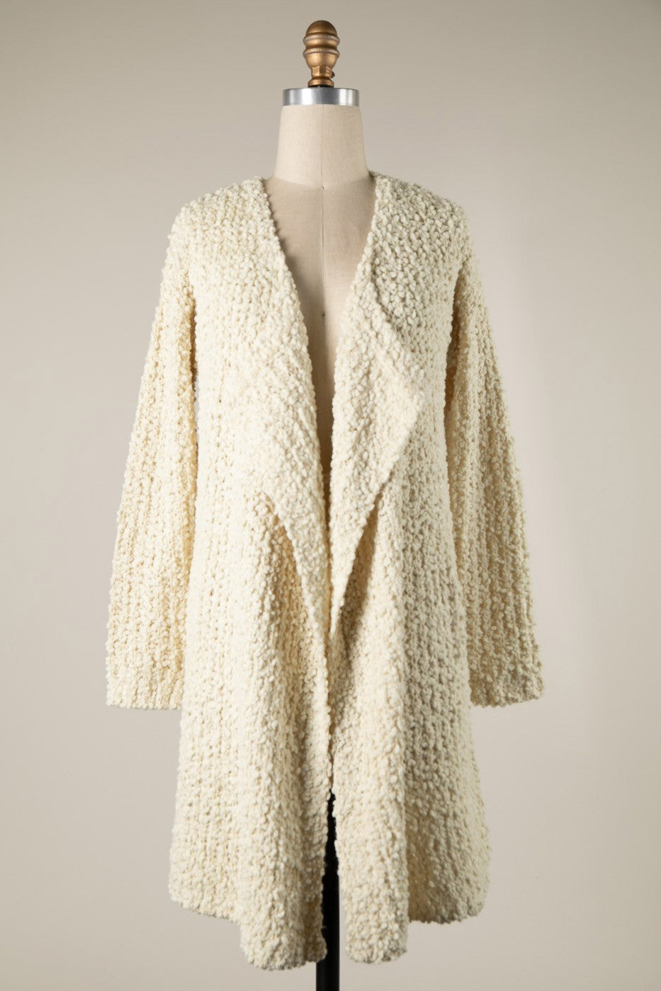 Lapel Detail Popcorn Knit Cardigan