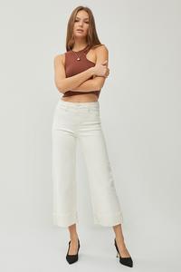 High Rise Ankle Wide Cuffed Jeans