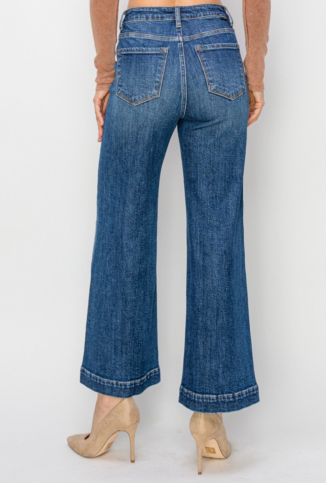 RISEN High Rise Ankle Wide Jeans