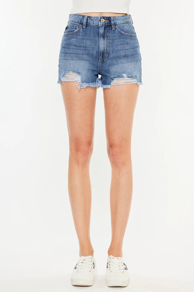 High Rise Distressed  Denim Short