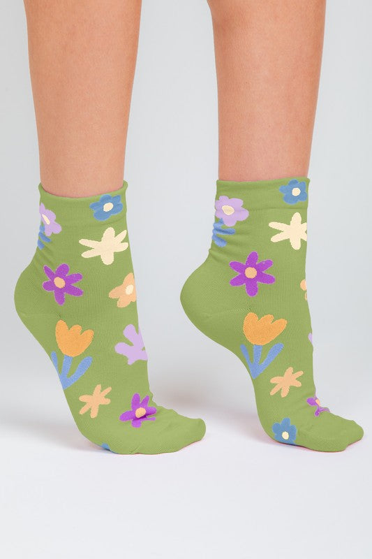 Floral print causal socks