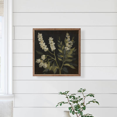 White Floral Prints On Black: 8x8