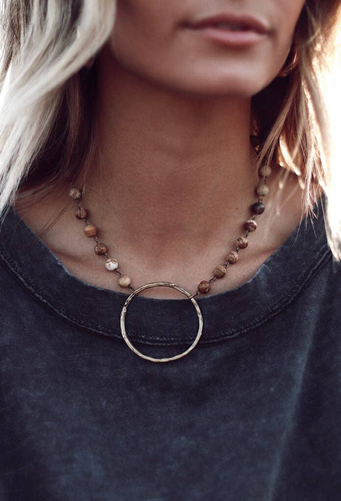 Full Circle Stone Stunner Necklace: Jasper
