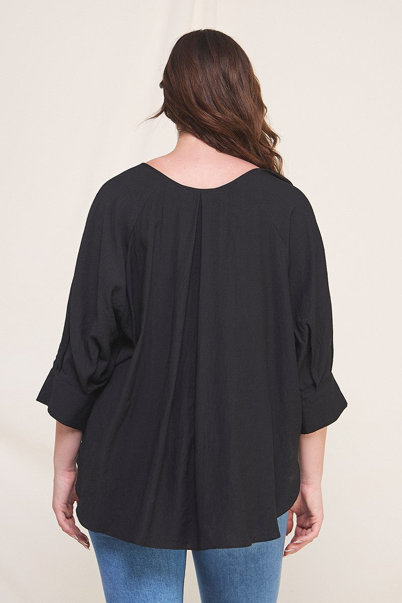 Plus Size Easy Textured Woven Blouse