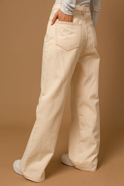 Pleated Denim Wide Pants