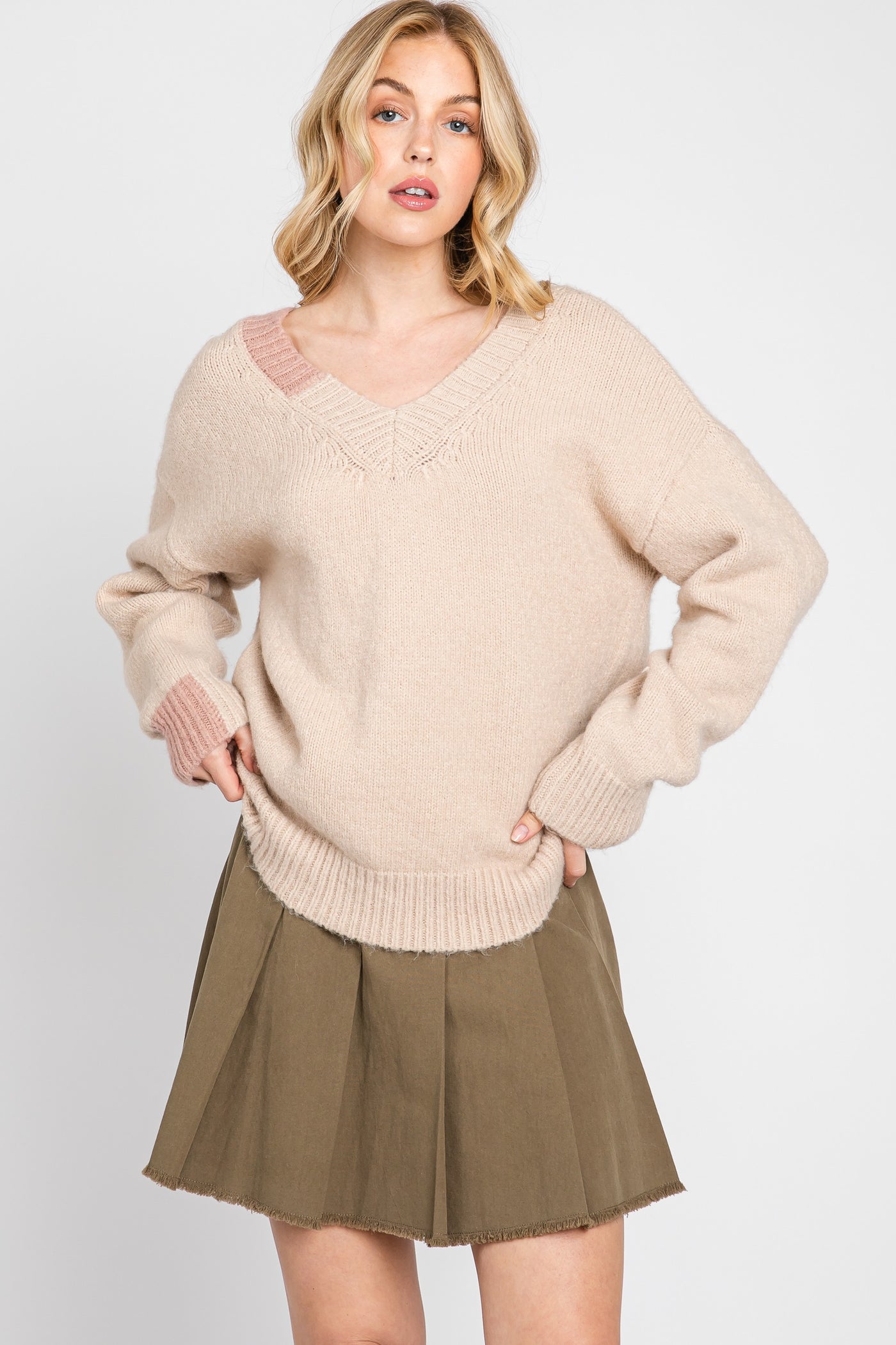 Contrast Sweater Top