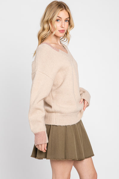 Contrast Sweater Top