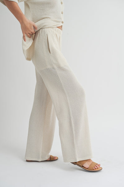 Waffle Fabric Knitted Pants