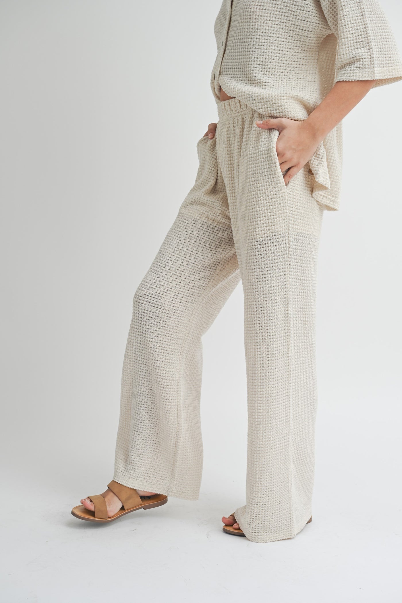 Waffle Fabric Knitted Pants