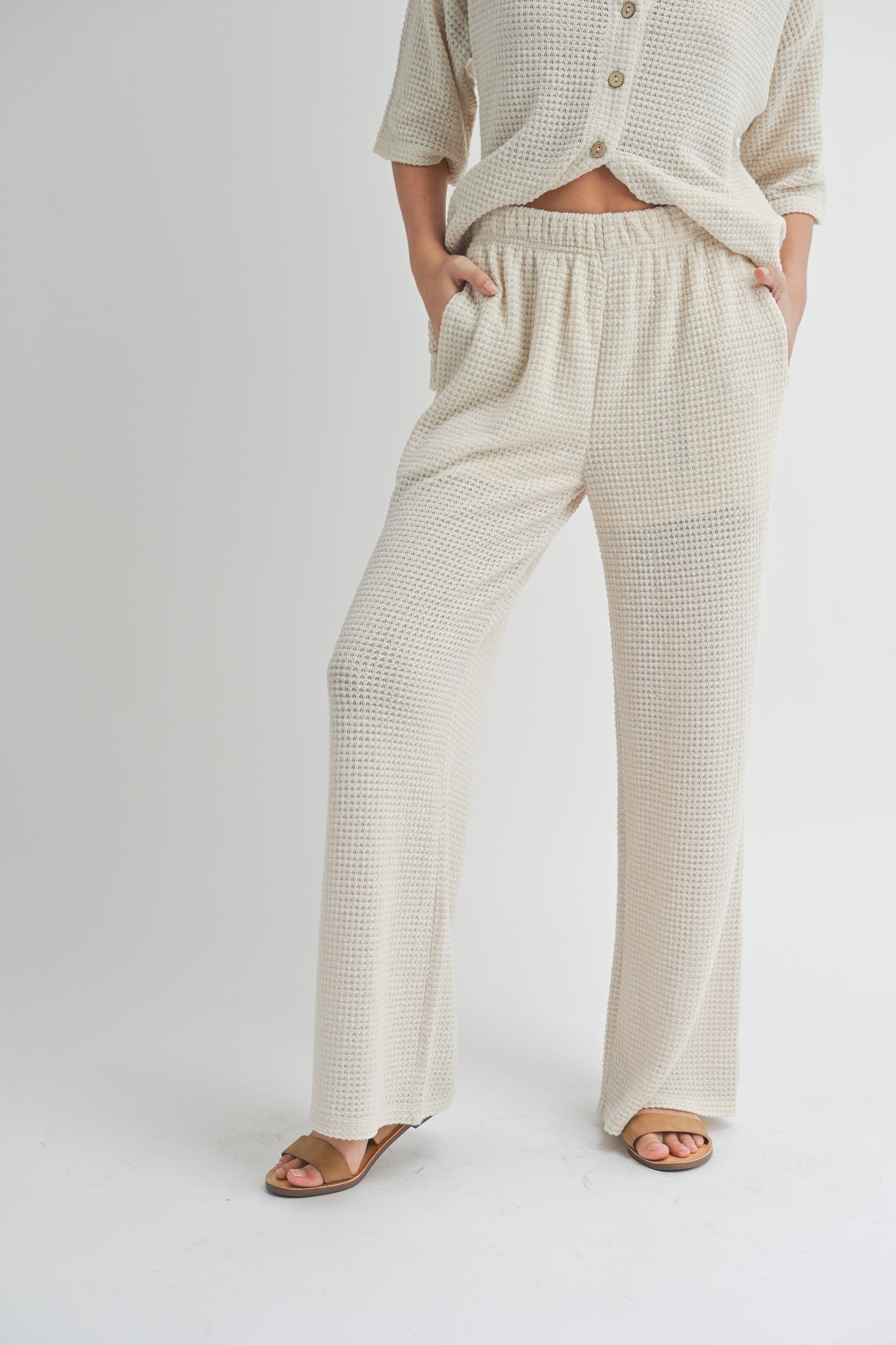 Waffle Fabric Knitted Pants