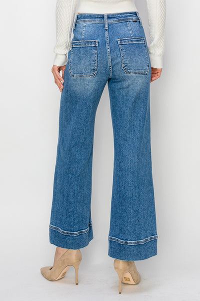 Medium Wash High Rise Wide Leg Jeans