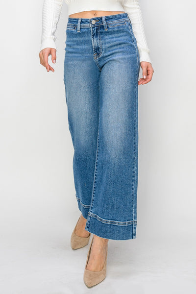 Medium Wash High Rise Wide Leg Jeans