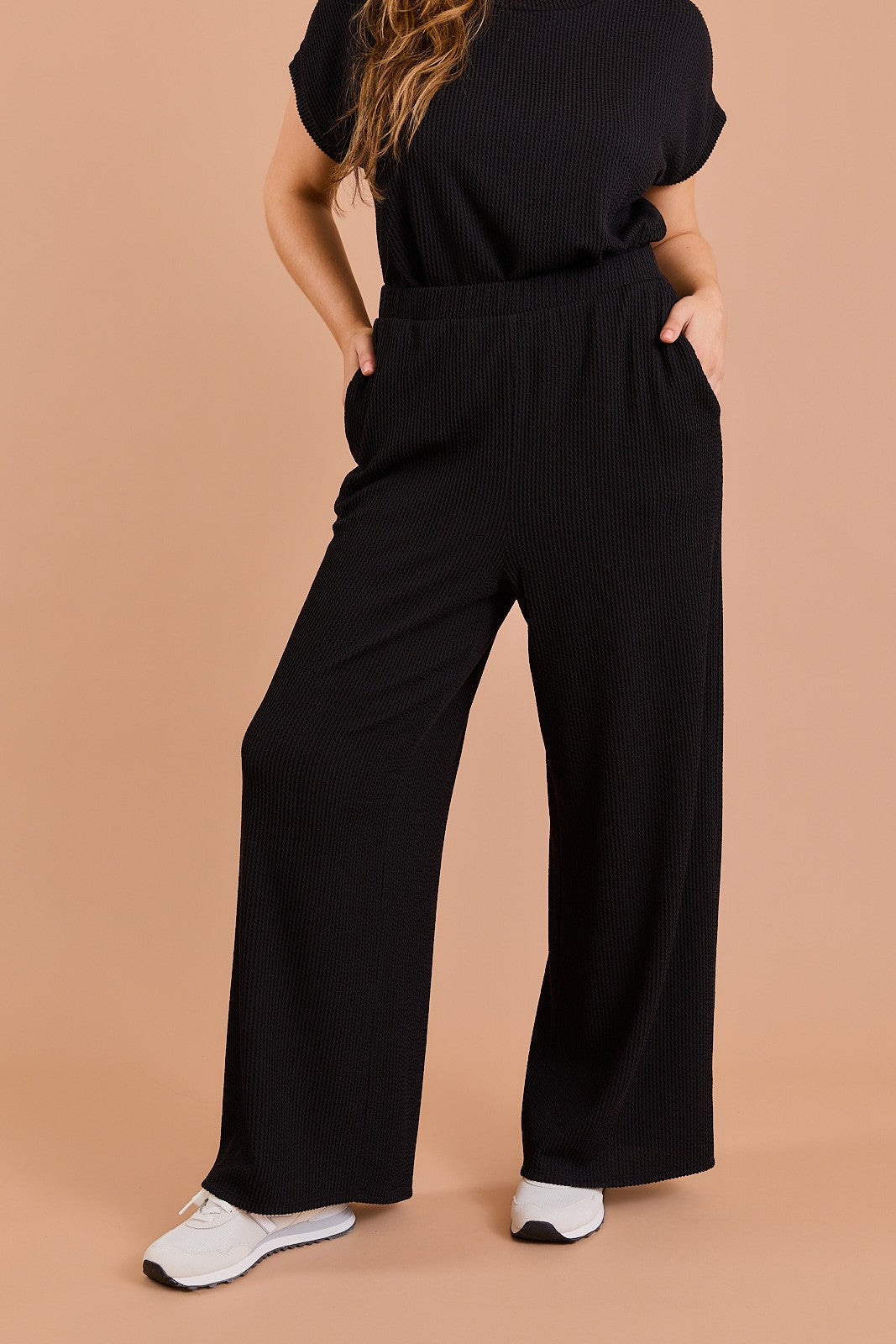 Plus Size Short Sleeve Ribbed Pant Set