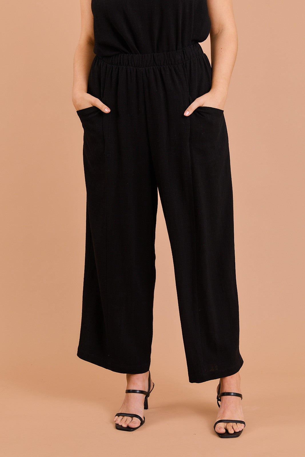 Plus Elastic Waist Front Pocket Pants