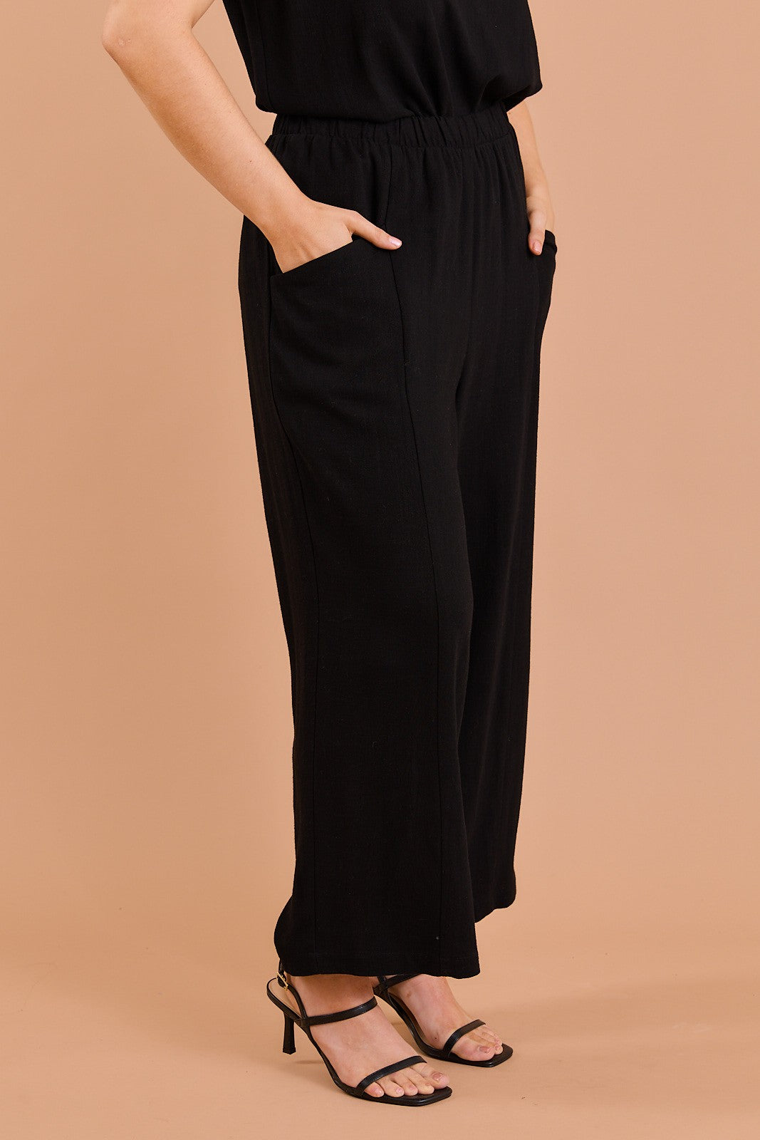 Plus Elastic Waist Front Pocket Pants