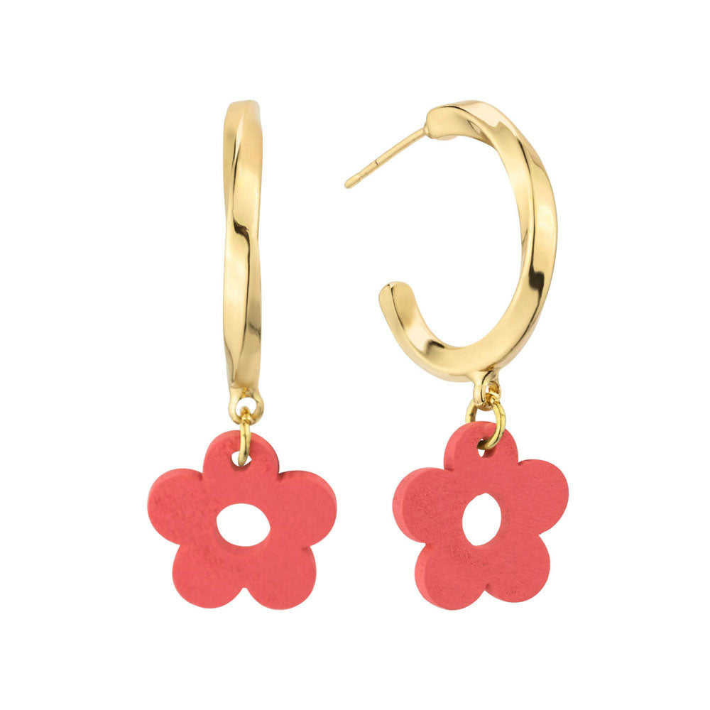 Flower Twisted Open Hoop Earrings