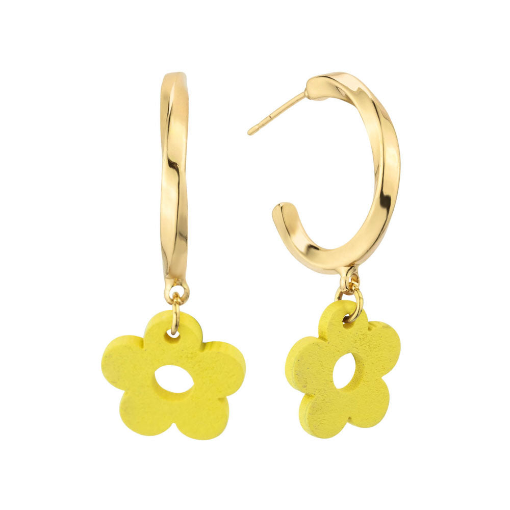 Flower Twisted Open Hoop Earrings