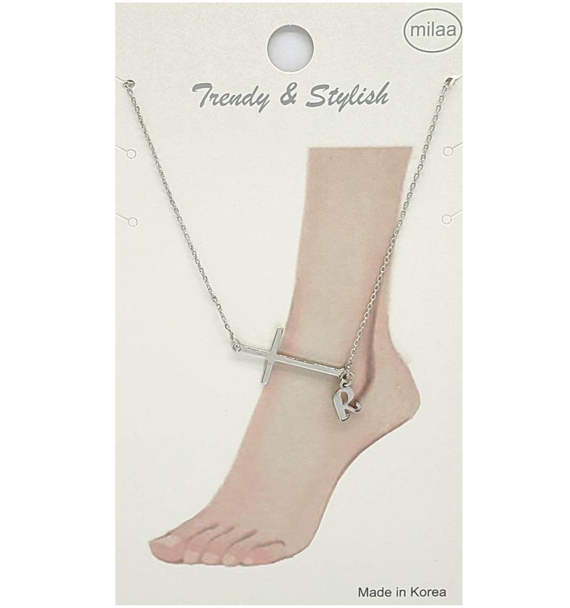 Cross Anklet with 'R' Initial