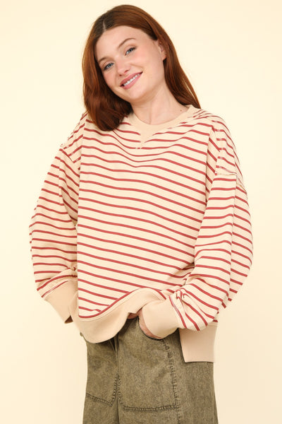 Stripe Comfy Casual Oversized Knit Top