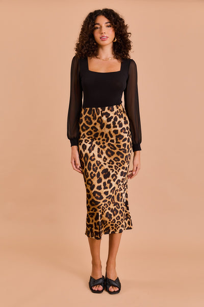 Bias Skirt in Leopard Print