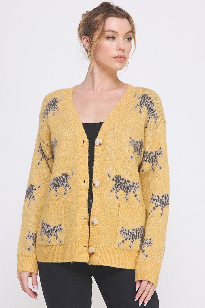 Soft Cat Print Cardigan