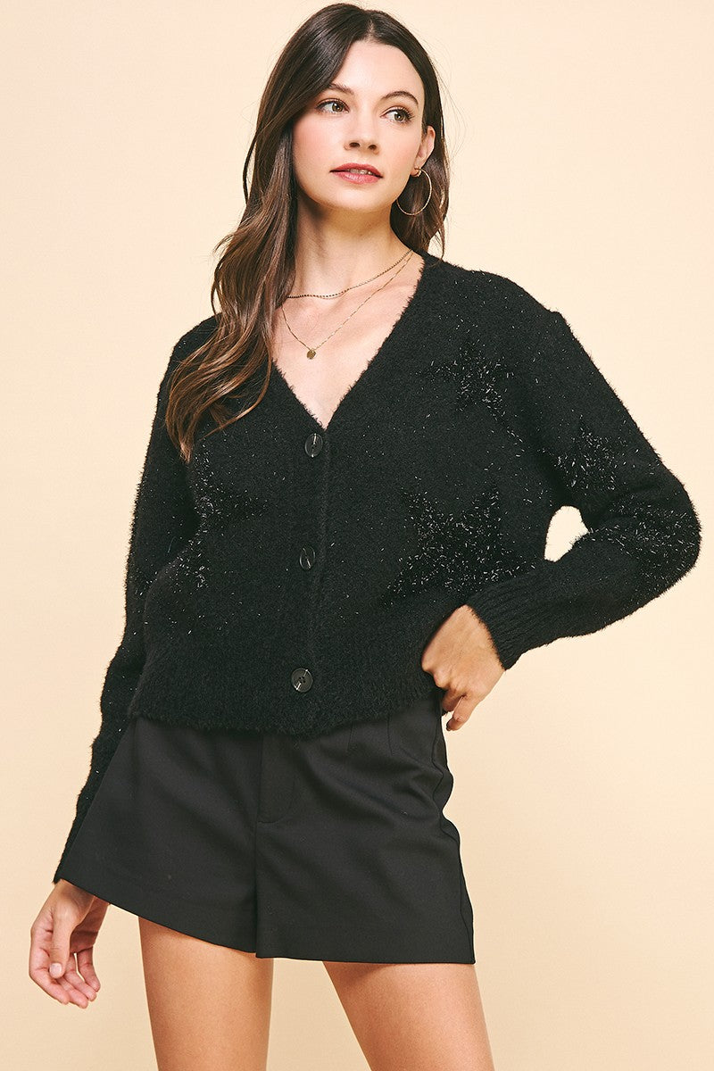 Star Embellishment Sweater Cardigan