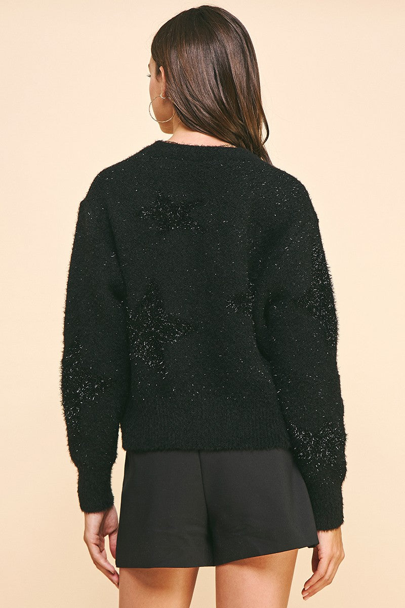 Star Embellishment Sweater Cardigan