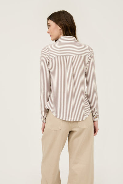 Stripe Collard Long Sleeve Buttoned Down Shirt