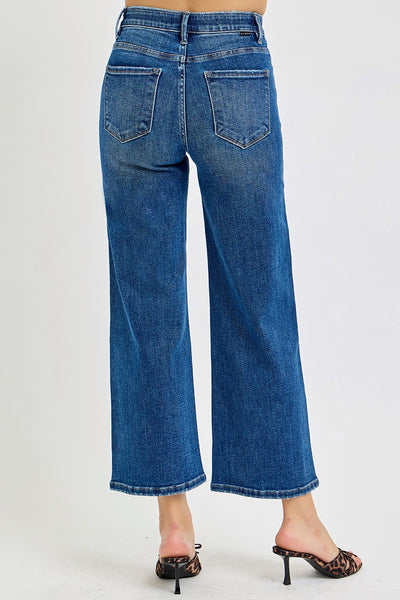 Tummy Control High Rise Crop Wide Jeans