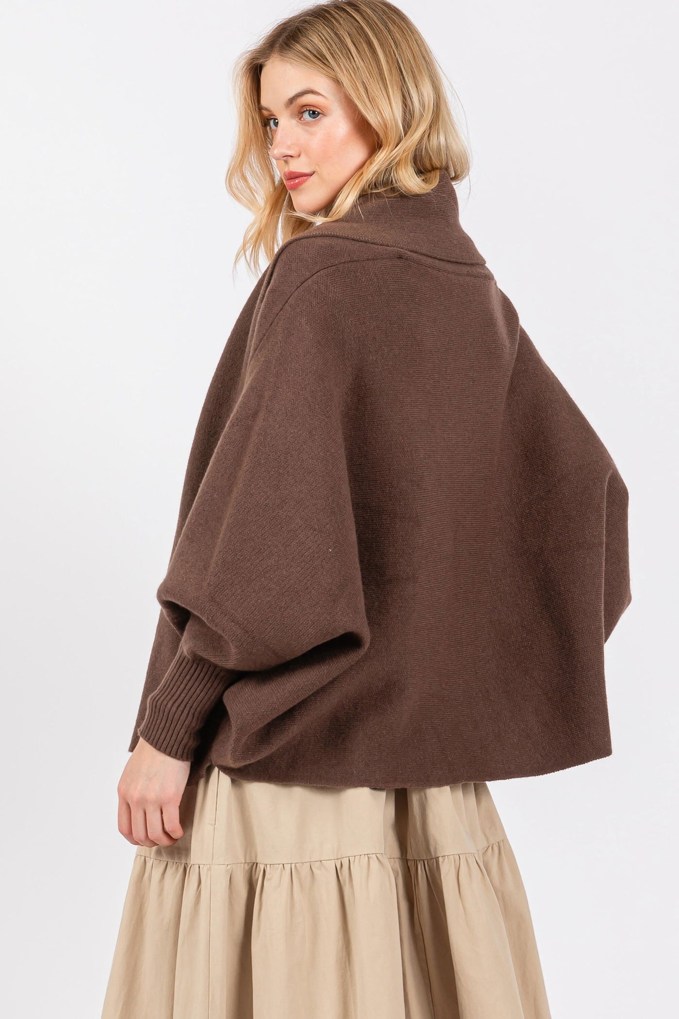 Cocoon Style Batwing Sleeve Cardigan