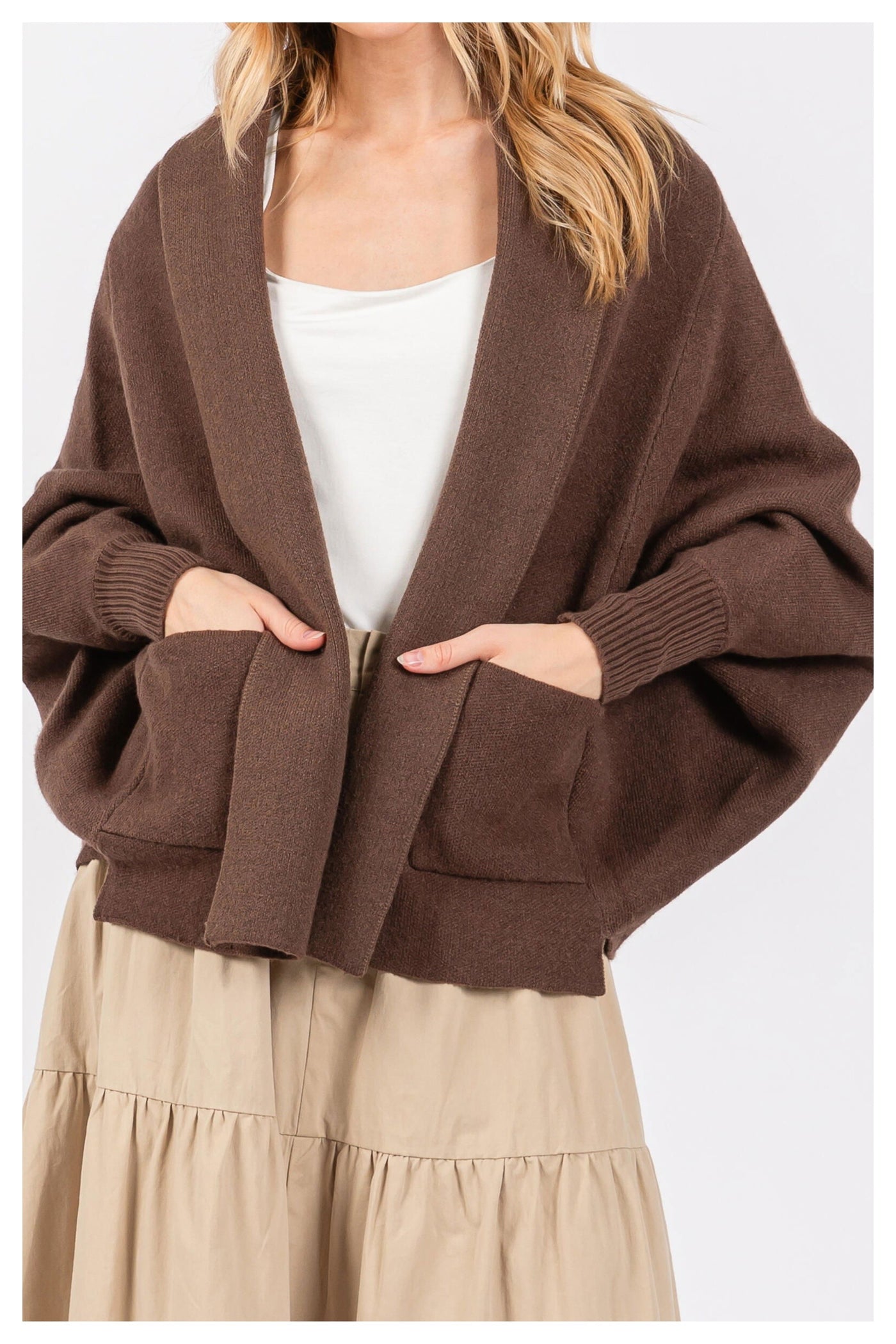 Cocoon Style Batwing Sleeve Cardigan