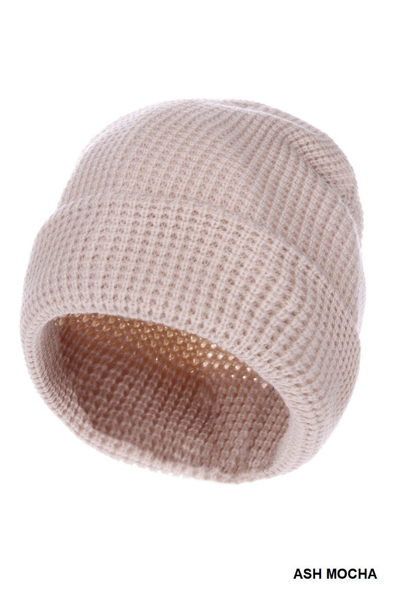 Organic Cotton Blend Waffle Knit Beanie