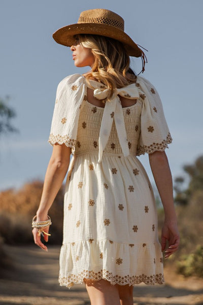 Embroidery Detailing Cotton Gauze Dress