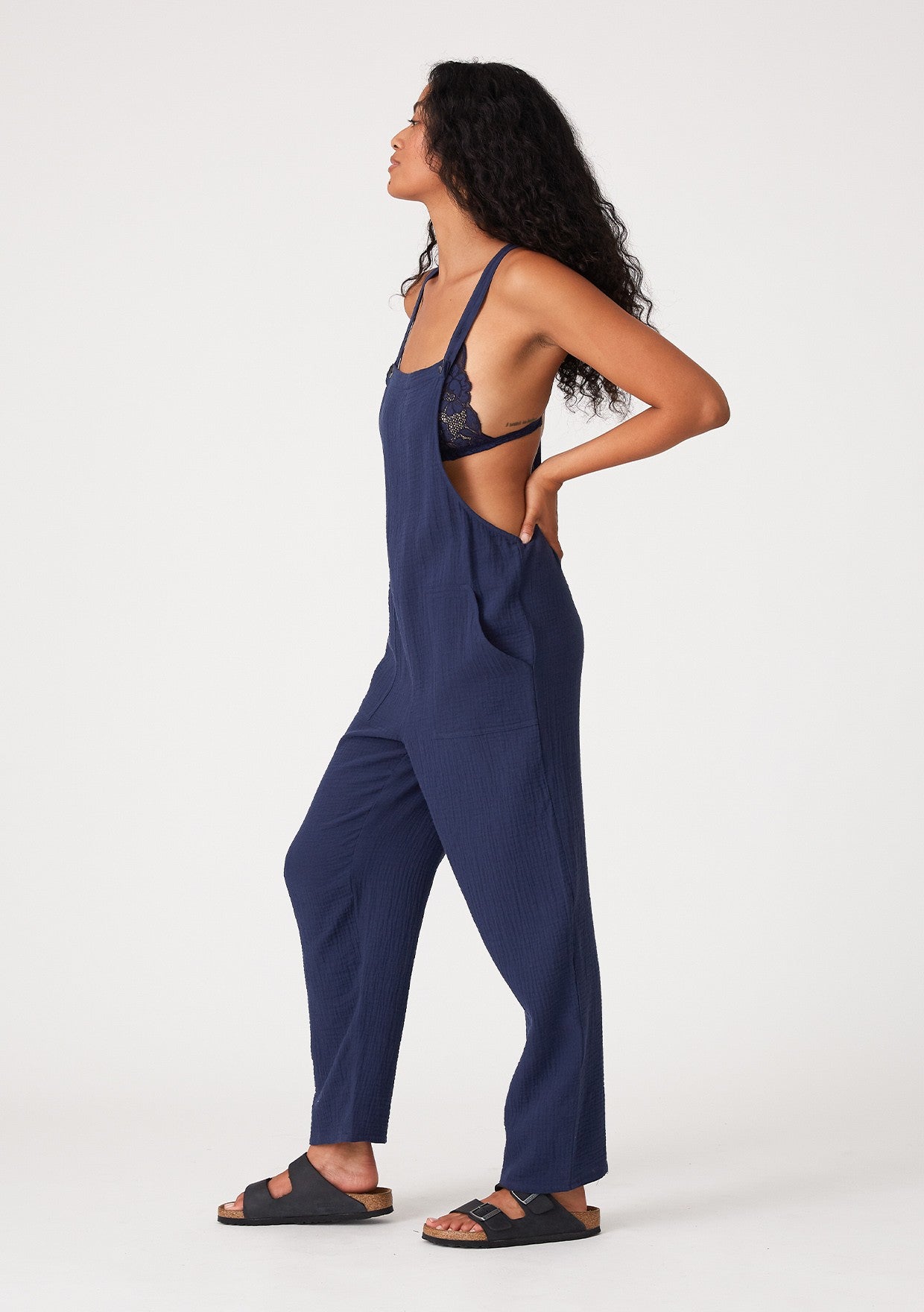 Cotton Oversized Sleeveless Racerback Jumpsuit