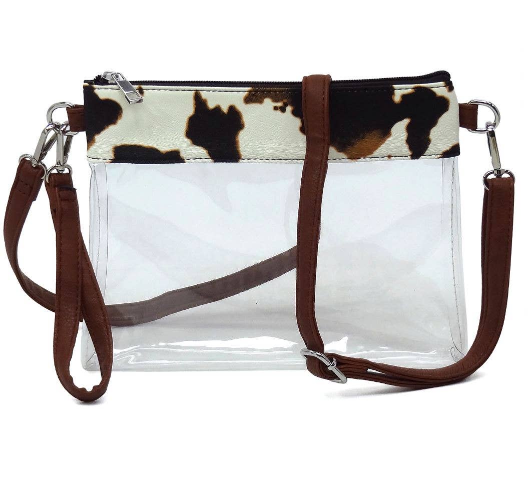 Game Day Clear Crossbody Bag/Clutch: Cow