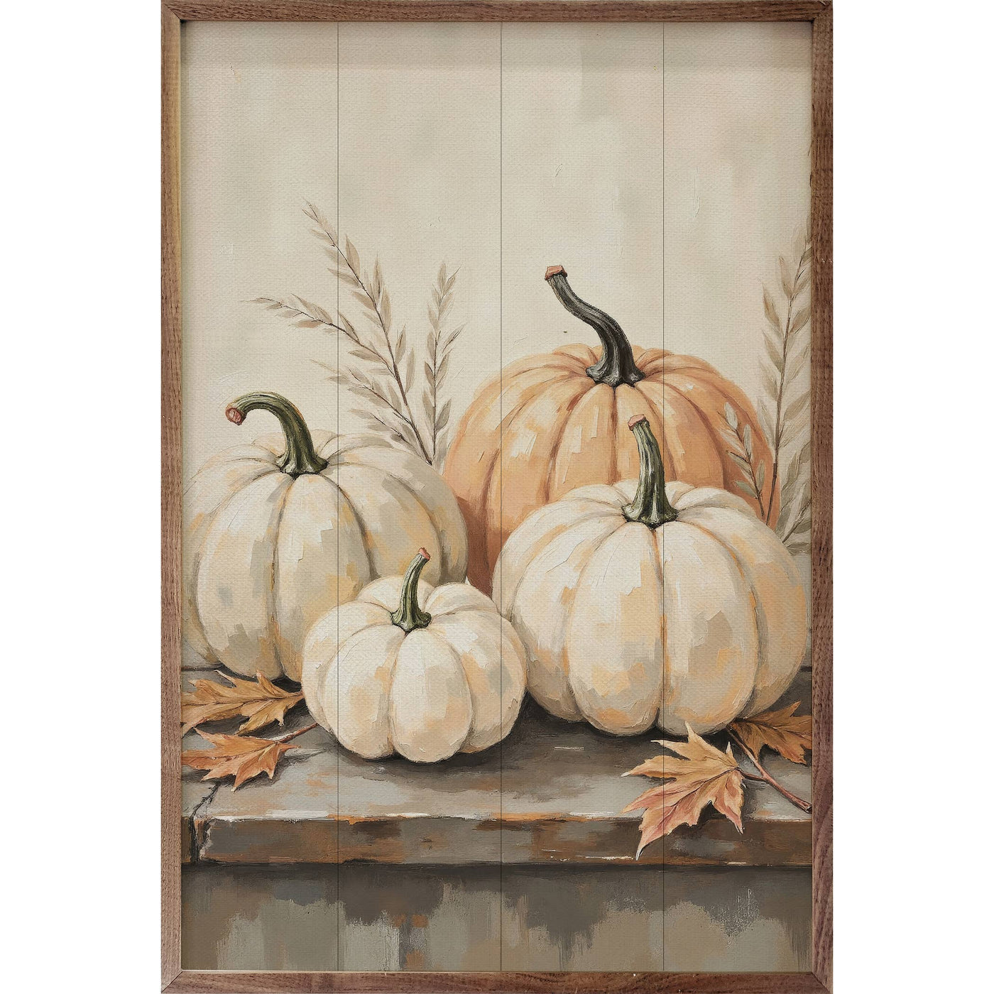 Pumpkins On Weathered Wood: 10x16