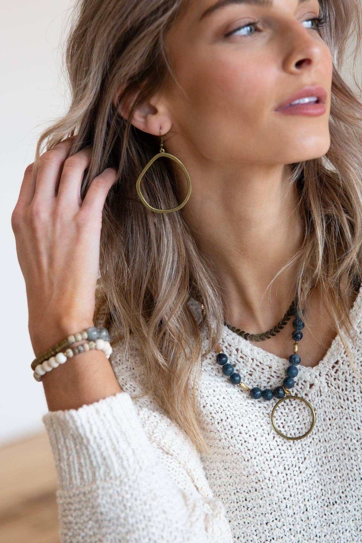 Funky Imperfect Brass Drop Earrings: Brass