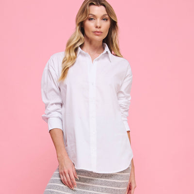 BUTTON DOWN COLLAR WHITE SHIRT-F74918: White / S,M,L