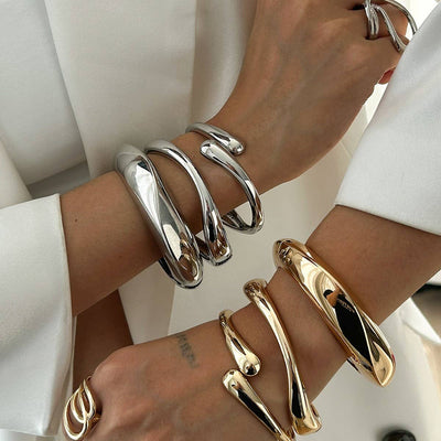 TEARDROP SHAPE CUFF BANGLE | 40B5185: Silver