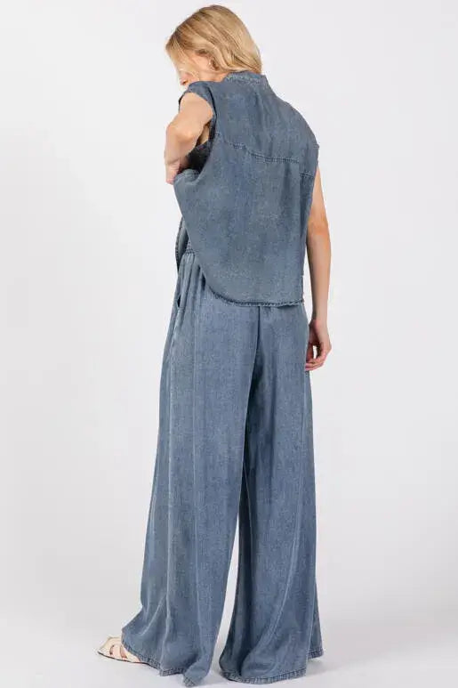 Tencel Collared Button Down Top