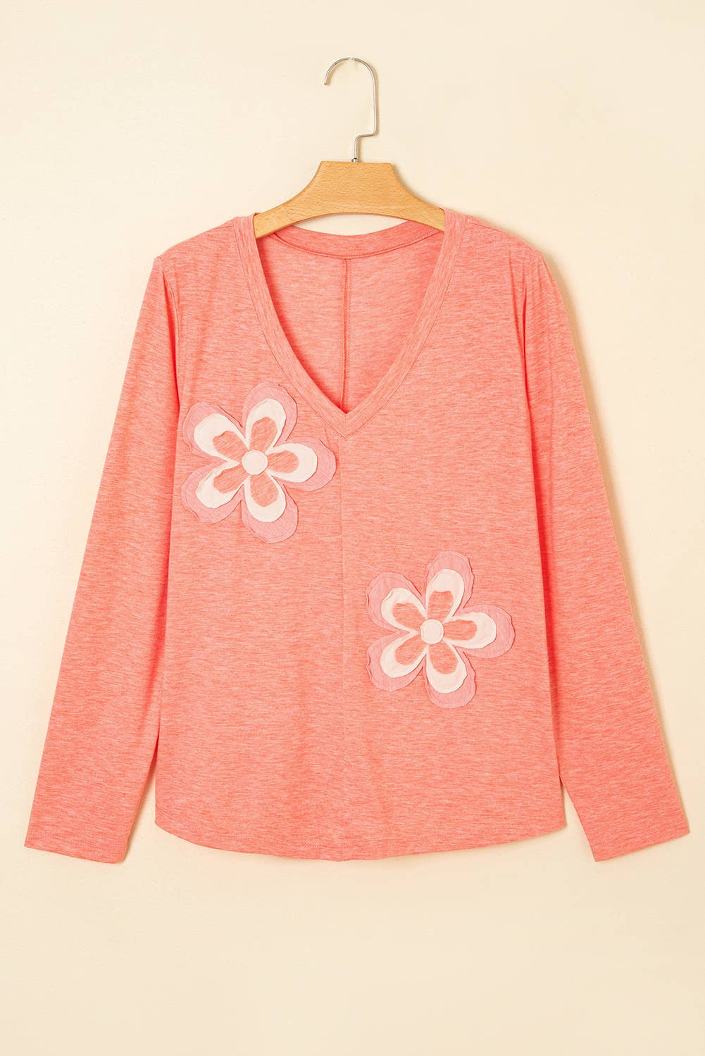 Floral Patchwork V Neck Long Sleeve