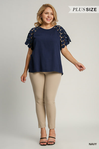 PLUS Linen Boxy Cut Round Neck Top