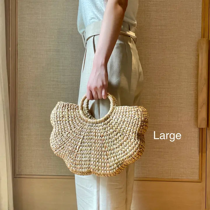 Water Hyacinth Flower Scalloped Handbag