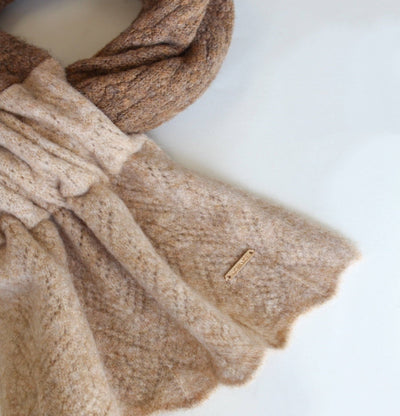 Winter Slide Through Scarf | Tan & Cream