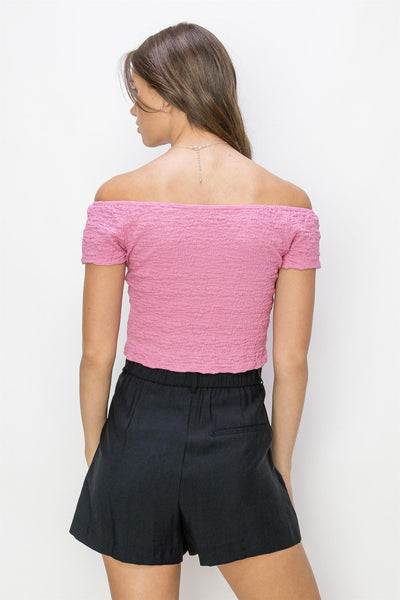 Textured Knit Off Shoulder Top