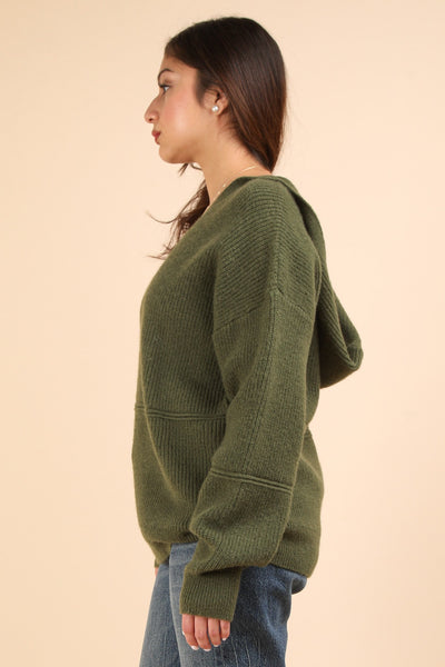 Cozy Oversized Knit Sweater Hoodie Top